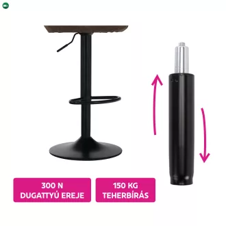 Gázrugó, fekete, hosszúság 69,4 cm, 150 kg, PIEST TYP 7
