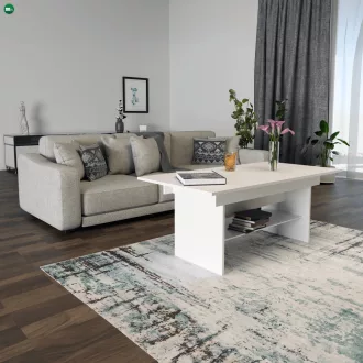   Kihúzható étkező-/dohányzóasztal, fehér, 120/160x70 cm, LAVKO NEW