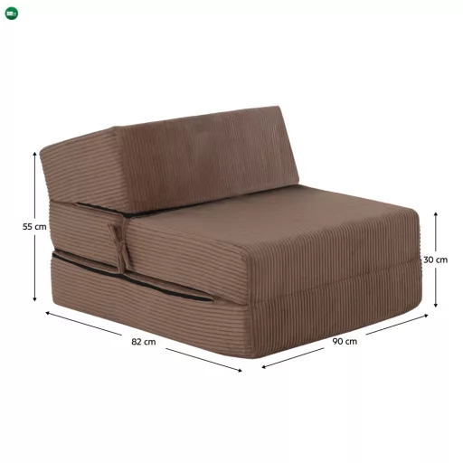 Összecsukható matrac/fotel, 2 az 1-ben, világosbarna, MALEN