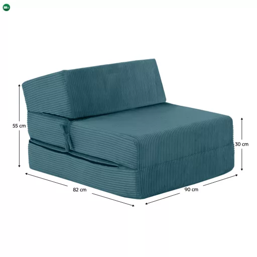 Összecsukható matrac/fotel, 2 az 1-ben, petróleum, MALEN