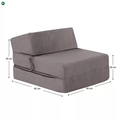 Összecsukható matrac/fotel, 2 az 1-ben, szürke, MALEN