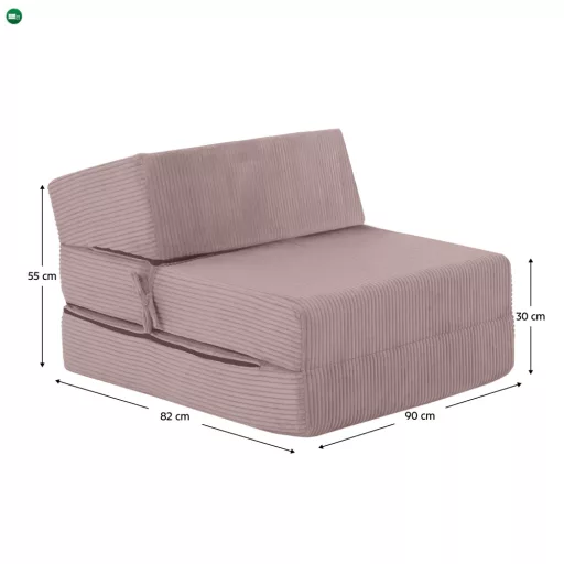 Összecsukható matrac/fotel, 2 az 1-ben, rózsaszín, MALEN