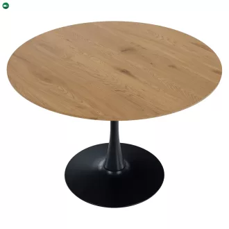   Étkezőasztal, tölgy/fekete, átmérő 110 cm, REVENTON NEW