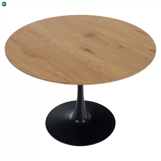 Étkezőasztal, tölgy/fekete, átmérő 110 cm, REVENTON NEW