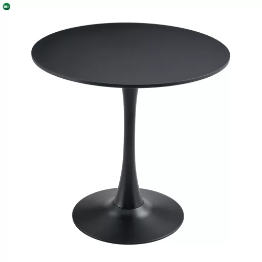 Étkezőasztal, fekete, átmérő 80 cm, REVENTON NEW
