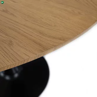 Étkezőasztal, tölgy/fekete, átmérő 80 cm, REVENTON NEW