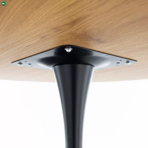 Étkezőasztal, tölgy/fekete, átmérő 80 cm, REVENTON NEW