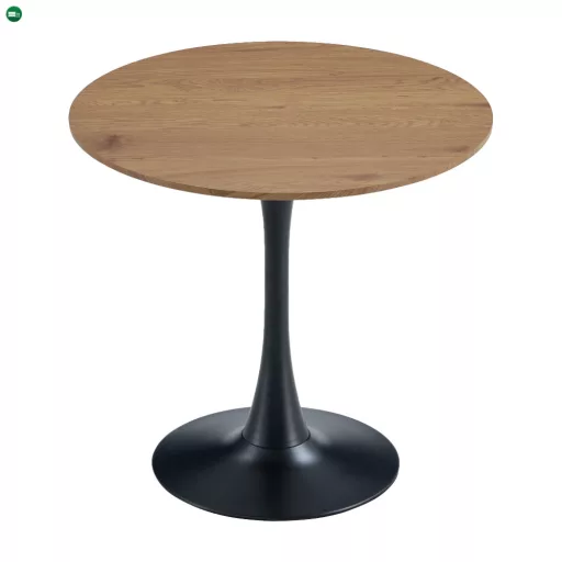 Étkezőasztal, tölgy/fekete, átmérő 80 cm, REVENTON NEW