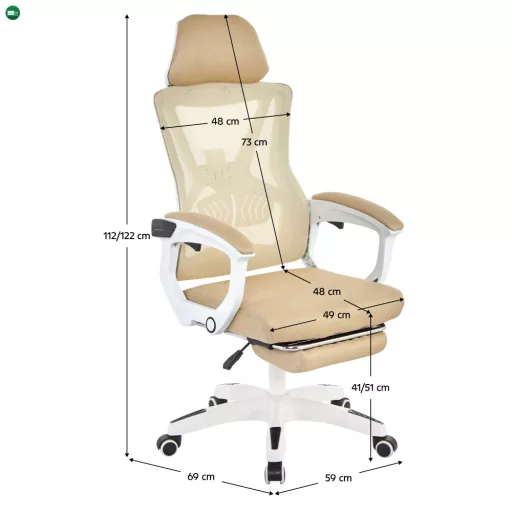 Irodai szék, bézs/fehér, teherbírás 150 kg, MALVIN