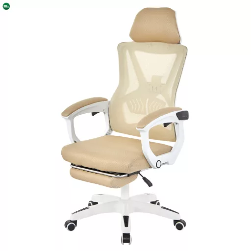 Irodai szék, bézs/fehér, teherbírás 150 kg, MALVIN