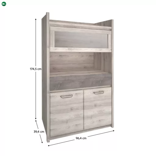 Alacsony vitrin 2D1W1S, nairobi gesztenye/onix, JESI NEW