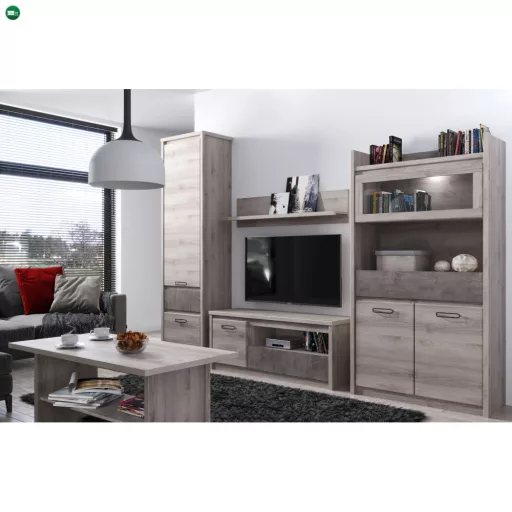 Alacsony vitrin 2D1W1S, nairobi gesztenye/onix, JESI NEW