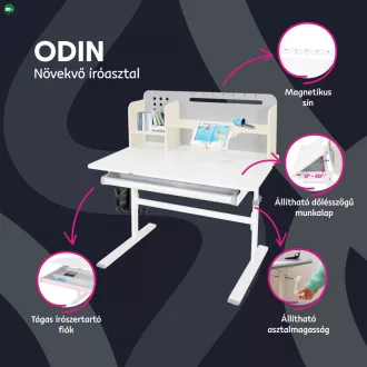 Növekvő íróasztal, szürke/fehér, ODIN