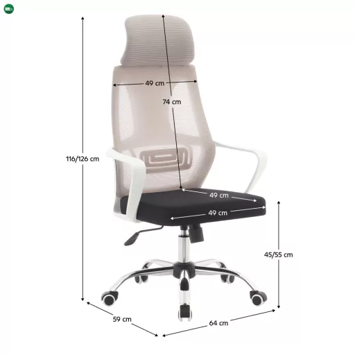 Irodai szék, szürke/fekete/fehér, TAXIS 2 NEW