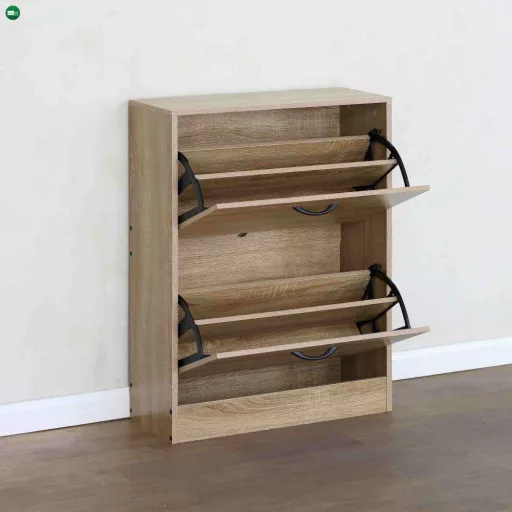 Cipőtároló, 2 soros, tölgy, BOTNIX