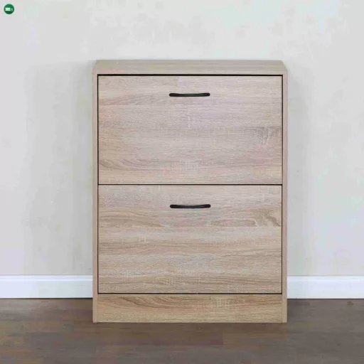 Cipőtároló, 2 soros, tölgy, BOTNIX