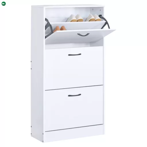 Cipőtároló, 3 soros, fehér, BOTORIA