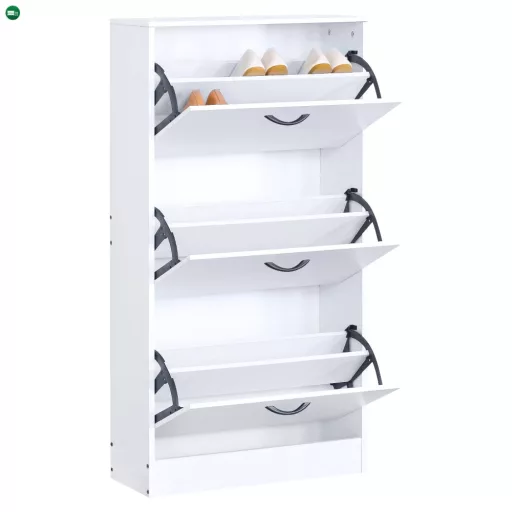 Cipőtároló, 3 soros, fehér, BOTORIA