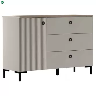 Komód, szürkésbarna Taupe/silverjack tölgy, DOMCA 1D3S