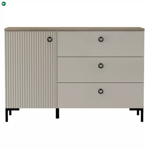 Komód, szürkésbarna Taupe/silverjack tölgy, DOMCA 1D3S