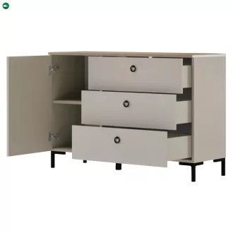 Komód, szürkésbarna Taupe/silverjack tölgy, DOMCA 1D3S