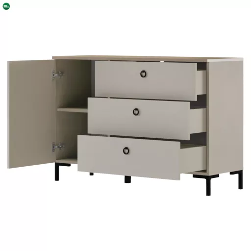 Komód, szürkésbarna Taupe/silverjack tölgy, DOMCA 1D3S
