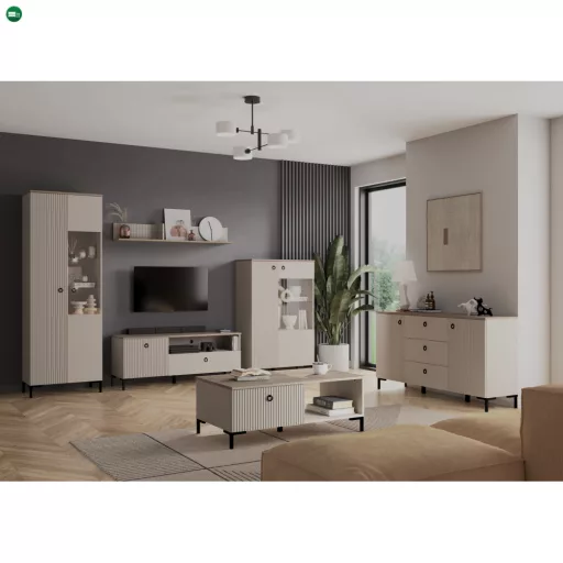 Komód, szürkésbarna Taupe/silverjack tölgy, DOMCA 1D3S