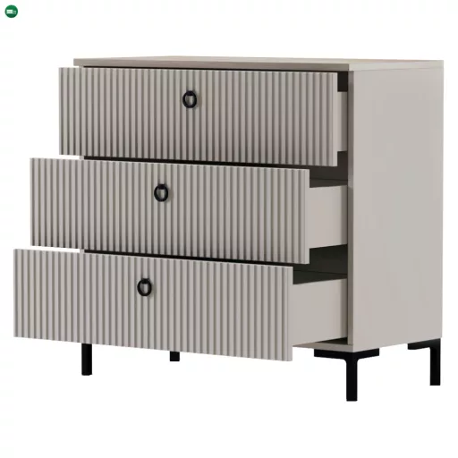Komód, szürkésbarna Taupe/silverjack tölgy, DOMCA 3S
