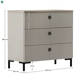 Komód, szürkésbarna Taupe/silverjack tölgy, DOMCA 3S