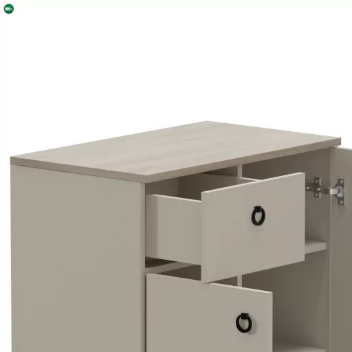 Komód, szürkésbarna Taupe/silverjack tölgy, DOMCA 2D1S