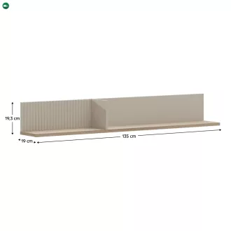 Fali polc 135, szürkésbarna Taupe/silverjack tölgy, DOMCA