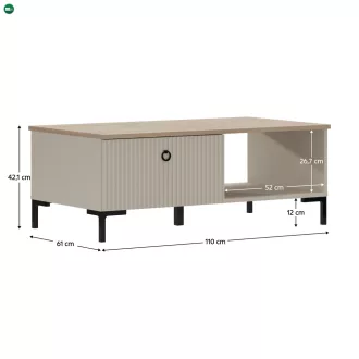   Dohányzóasztal, szürkésbarna Taupe/silverjack tölgy, DOMCA 1S