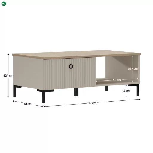 Dohányzóasztal, szürkésbarna Taupe/silverjack tölgy, DOMCA 1S