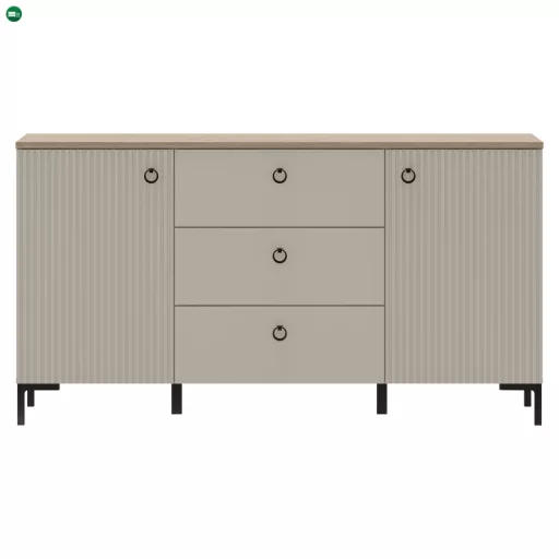 Komód, szürkésbarna Taupe/silverjack tölgy, DOMCA 2D3S