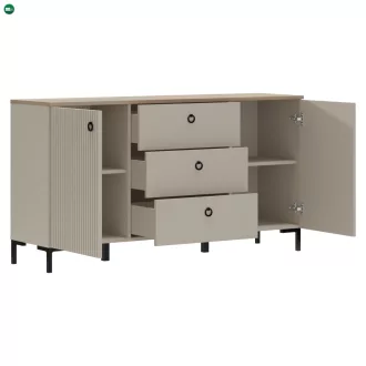 Komód, szürkésbarna Taupe/silverjack tölgy, DOMCA 2D3S