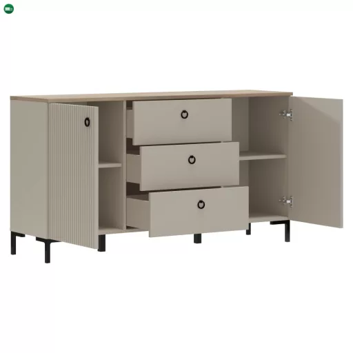 Komód, szürkésbarna Taupe/silverjack tölgy, DOMCA 2D3S