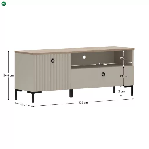 TV-állvány, szürkésbarna Taupe/silverjack tölgy, DOMCA 1K1S