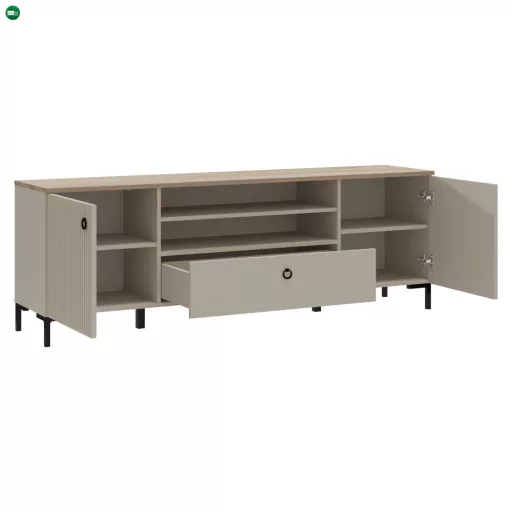 TV-állvány, szürkésbarna Taupe/silverjack tölgy, DOMCA 2D1S