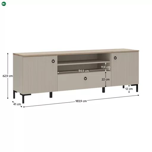 TV-állvány, szürkésbarna Taupe/silverjack tölgy, DOMCA 2D1S