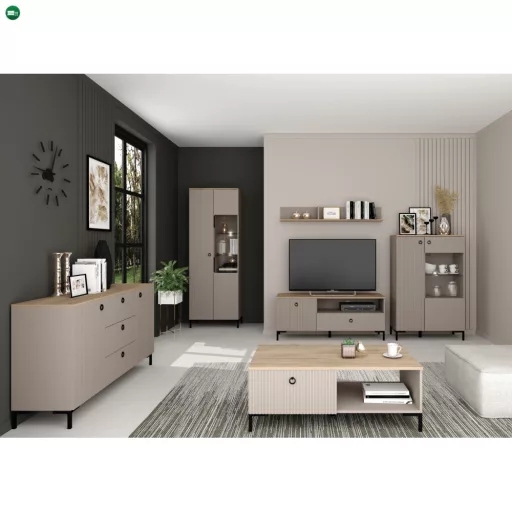 Vitrin, szürkésbarna Taupe/silverjack tölgy, DOMCA 1D1W