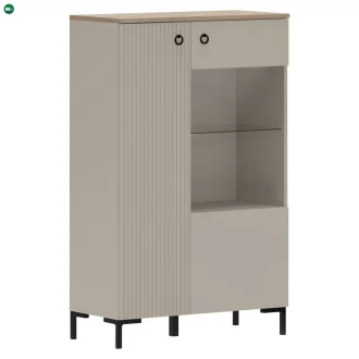   Alacsony vitrin, szürkésbarna Taupe/silverjack tölgy, DOMCA 1D1W/140