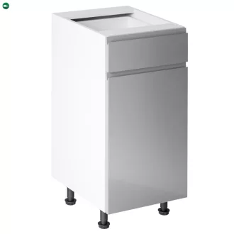   Alsószekrény, fehér/szürke extra magasfényű HG, AURORA D40S1