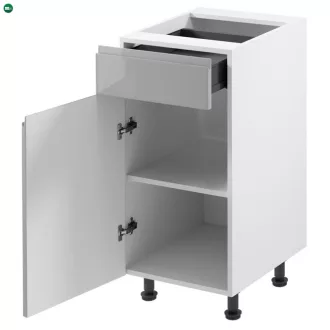   Alsószekrény, fehér/szürke extra magasfényű HG, AURORA D40S1