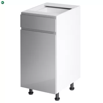   Alsószekrény, fehér/szürke extra magasfényű HG, AURORA D40S1