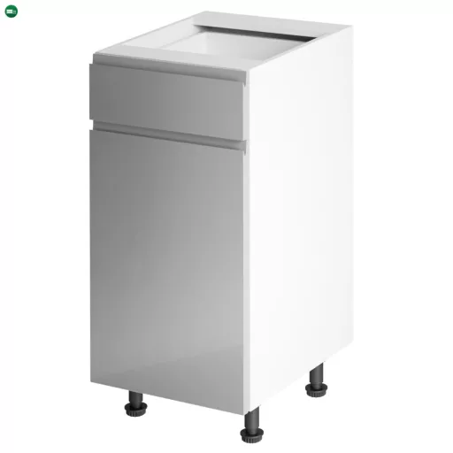 Alsószekrény, fehér/szürke extra magasfényű HG, AURORA D40S1