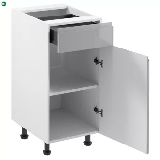   Alsószekrény, fehér/szürke extra magasfényű HG, AURORA D40S1