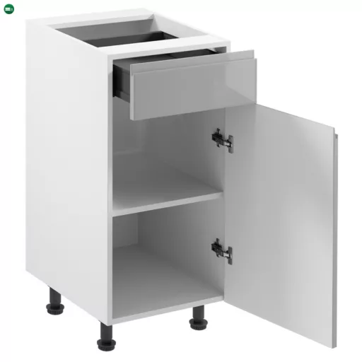 Alsószekrény, fehér/szürke extra magasfényű HG, AURORA D40S1