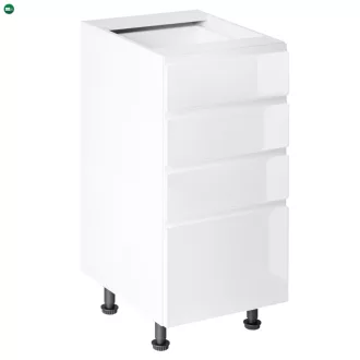   Alsószekrény, fehér/fehér extra magasfényű HG, AURORA D40S4