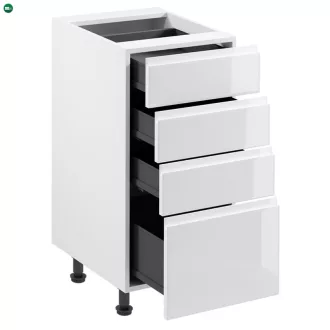   Alsószekrény, fehér/fehér extra magasfényű HG, AURORA D40S4