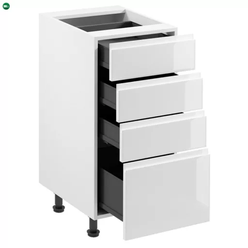 Alsószekrény, fehér/fehér extra magasfényű HG, AURORA D40S4